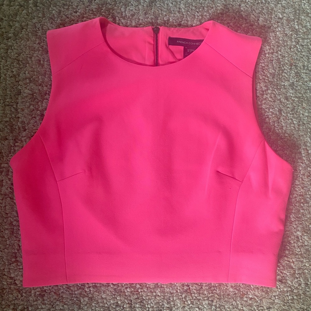 SOLD - Hot Pink Zip-Up Crop Top